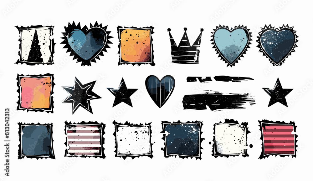 Sticker Ripped Vector Vector illustration of grungy ripped paper sheet stickers in various ...