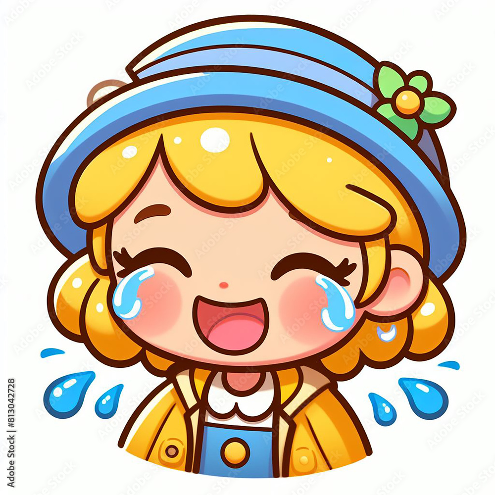 A young girl smiles and cries in the rain falling all around her. She was both happy and sad. A young girl smiles and cries in the rain falling all around her. She was both happy and sad.