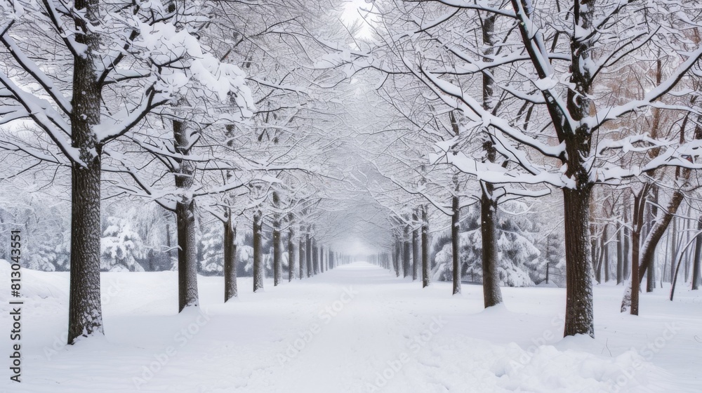 Winter scene with snow covered trees and a blanket of snow on the stylish rooftop bar with panoramic views of the city skyline Winter scene with snow covered trees and a blanket of snow on the stylish rooftop bar with panoramic views of the city skyline