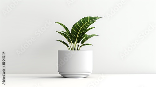 A modern planter pot with a sleek design, its shadow creating a subtle contrast on the solid white background © Kaneeze