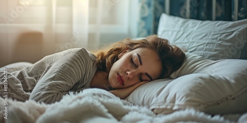 Signifies bedtime routines, restful sleep, and sleep health habits photo