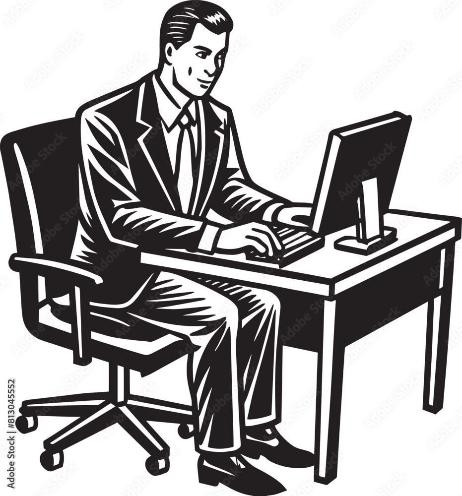 Businessman with Laptop. illustration on a white background