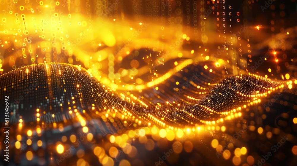 Abstract glowing background of flowing golden particles Abstract glowing background of flowing golden particles