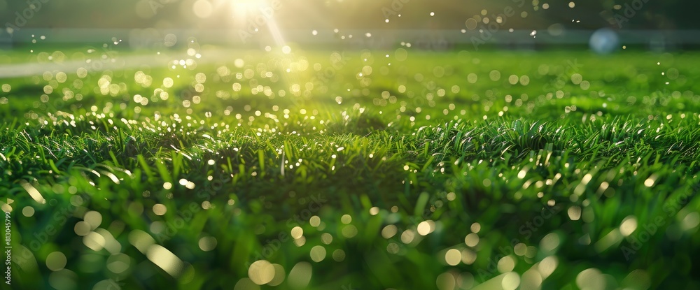 Football Field Background With A Close-Up Of The Grass Football Field Background With A Close-Up Of The Grass
