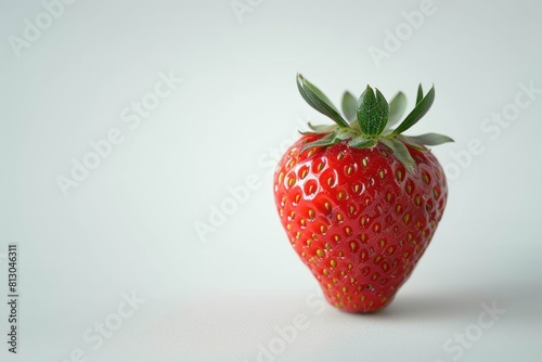 A red strawberry with a green leaf on top