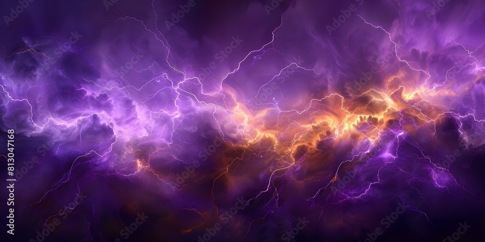 Capturing the Magnificence of Purple Thunderclouds and Lightning in Vivid Artwork. Concept Storm Photography, Atmospheric Art, Thunderstorm Images, Dramatic Landscapes, Moody Skies