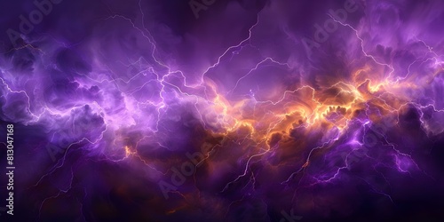 Capturing the Magnificence of Purple Thunderclouds and Lightning in Vivid Artwork. Concept Storm Photography  Atmospheric Art  Thunderstorm Images  Dramatic Landscapes  Moody Skies
