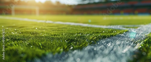 Soccer Field Background With A Close-Up Of A Soccer Corner Kick photo