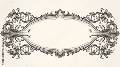 Engraving frame. Vintage Baroque Victorian border. Baroque frame decor.