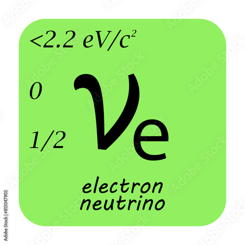 Electron neutrino. Leptons. Quantum physics. Standard model of elementary particles. Vector illustration for print, t shirt, book.
