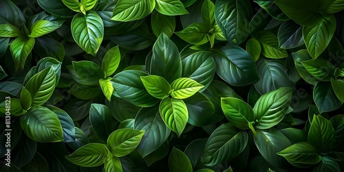 Macro photo of lush shrub with vibrant green leaves in bloom. Concept Nature Photography, Macro Shots, Vibrant Foliage, Lush Greenery, Spring Blooms photo