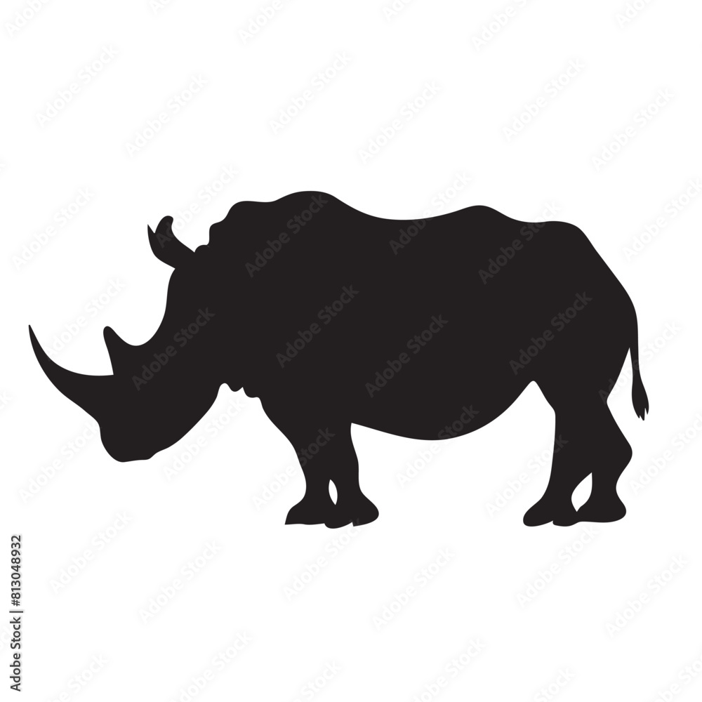 Silhouette of rhino on white. Vector illustration Silhouette of rhino on white. Vector illustration