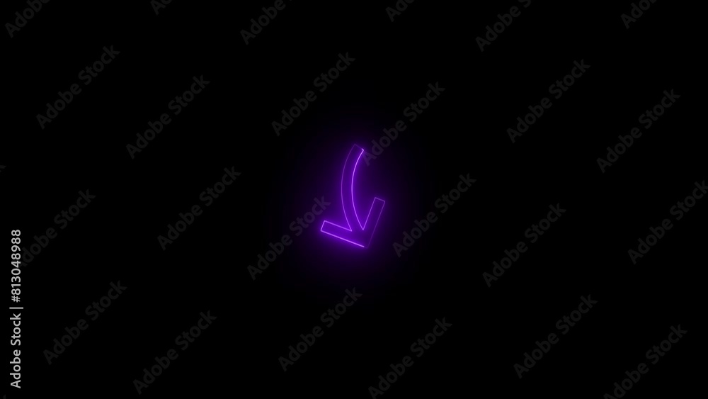 Neon glowing purple color rotate map right arrow icon on black background animation Neon glowing purple color rotate map right arrow icon on black background animation