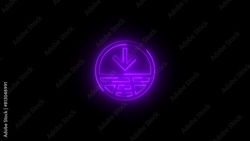 Neon glowing purple color streetside split minimize arrow icon on black background animation Neon glowing purple color streetside split minimize arrow icon on black background animation