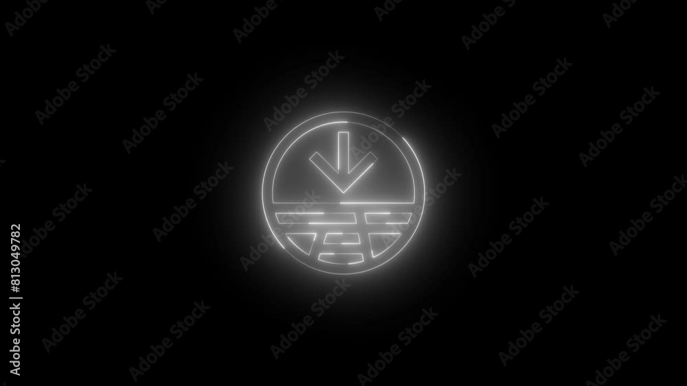 Neon glowing white color streetside split minimize arrow icon on black background animation Neon glowing white color streetside split minimize arrow icon on black background animation