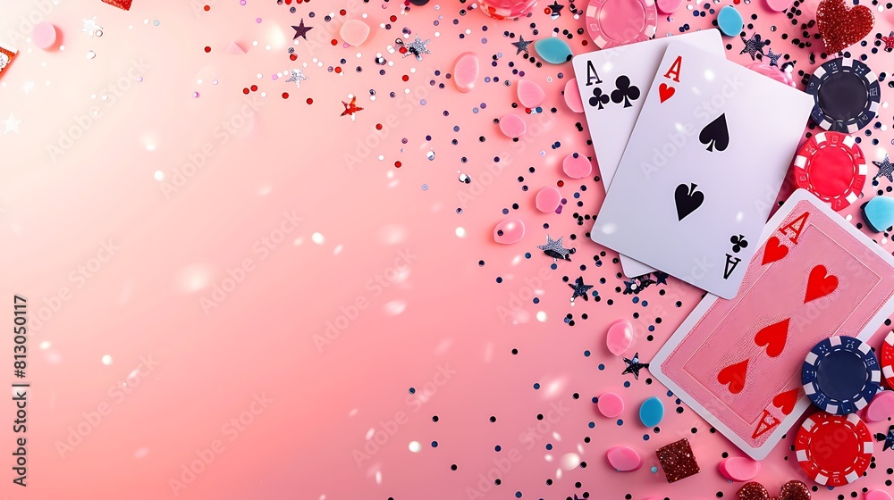 Playing Cards and Poker Chips, Copy Space,Space for Text,Generative AI,トランプとポーカーチップ、コピースペース,テキスト用スペース,Generative AI,