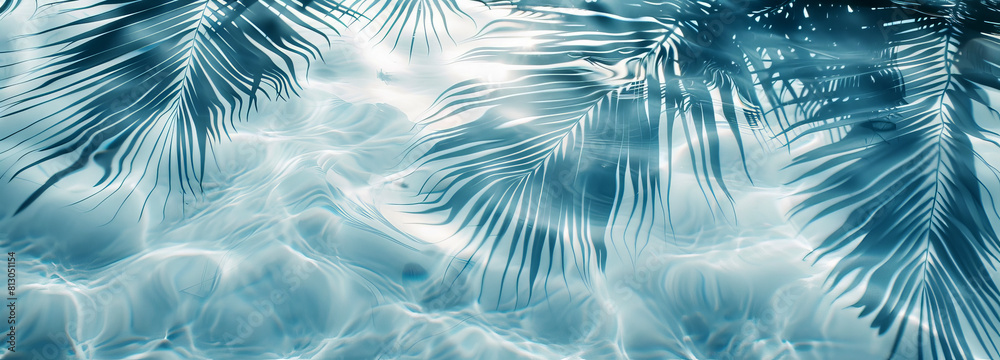 background with palm leaves shadow on water, background with palm leaves shadow on water,