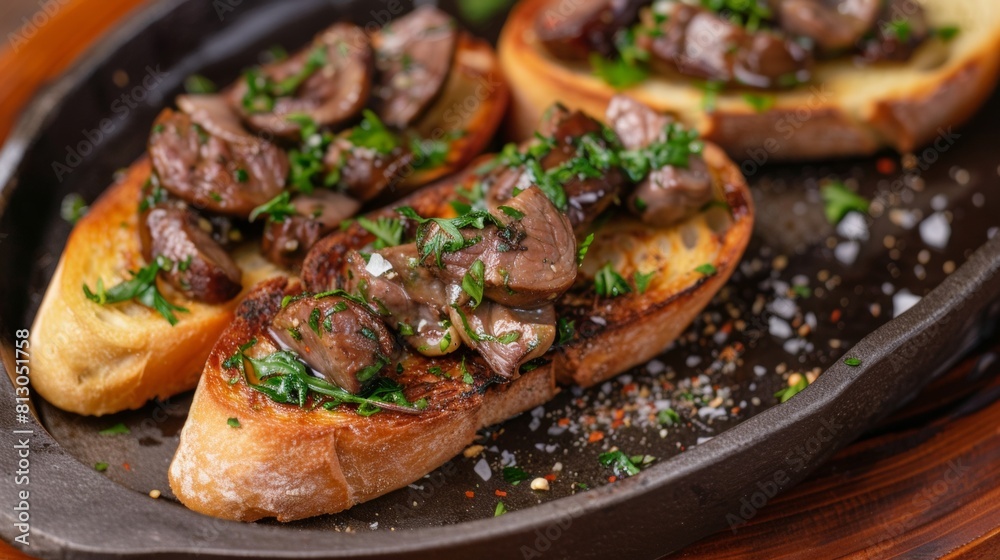 Chicken livers on toast. Chicken livers on toast.