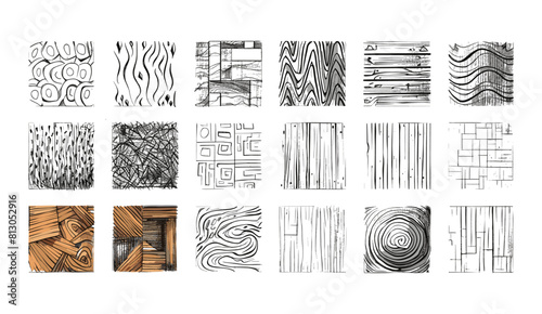 Hand drawn pencil crosshatch shapes, Black squiggle texture of rain, wood, spiral. Rectangular with grunge lines. sketching, hand-drawn, texture, doodle, spiral photo