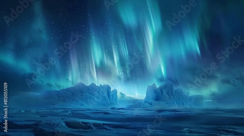 An enchanting scene of the northern lights casting a magical aura over the frozen terrain of Lapland