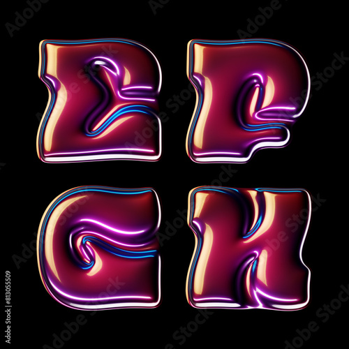 3d rendered font set with glossy cherry smooth surface (ID: 813055509)