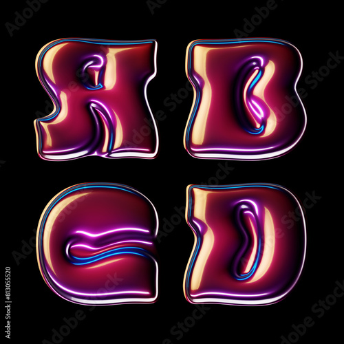 3d rendered font set with glossy cherry smooth surface (ID: 813055520)
