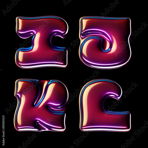 3d rendered font set with glossy cherry smooth surface (ID: 813055521)