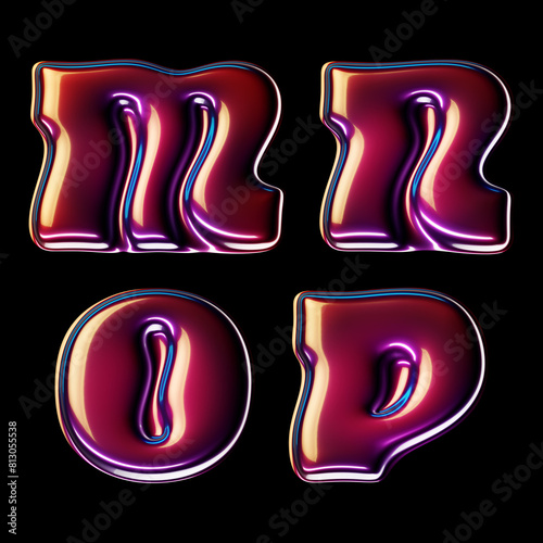 3d rendered font set with glossy cherry smooth surface (ID: 813055538)