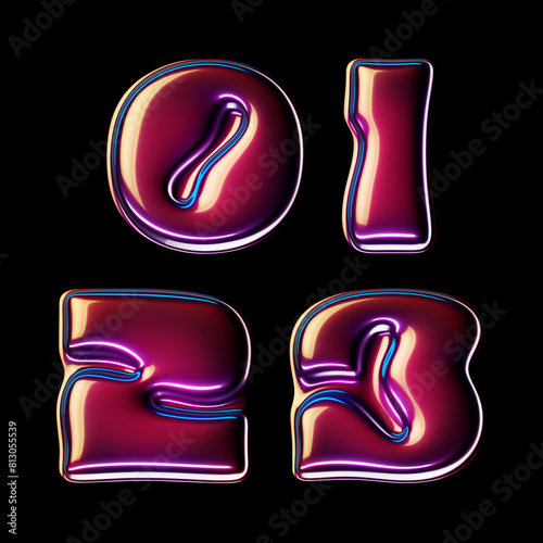 3d rendered font set with glossy cherry smooth surface (ID: 813055539)