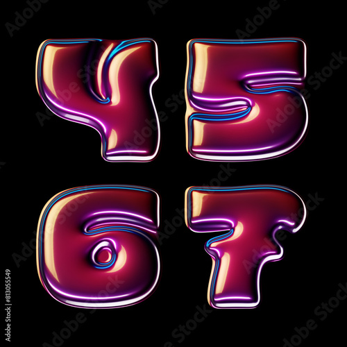 3d rendered font set with glossy cherry smooth surface (ID: 813055549)
