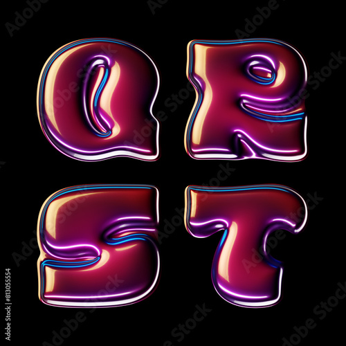 3d rendered font set with glossy cherry smooth surface (ID: 813055554)