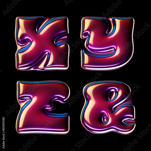 3d rendered font set with glossy cherry smooth surface (ID: 813055560)