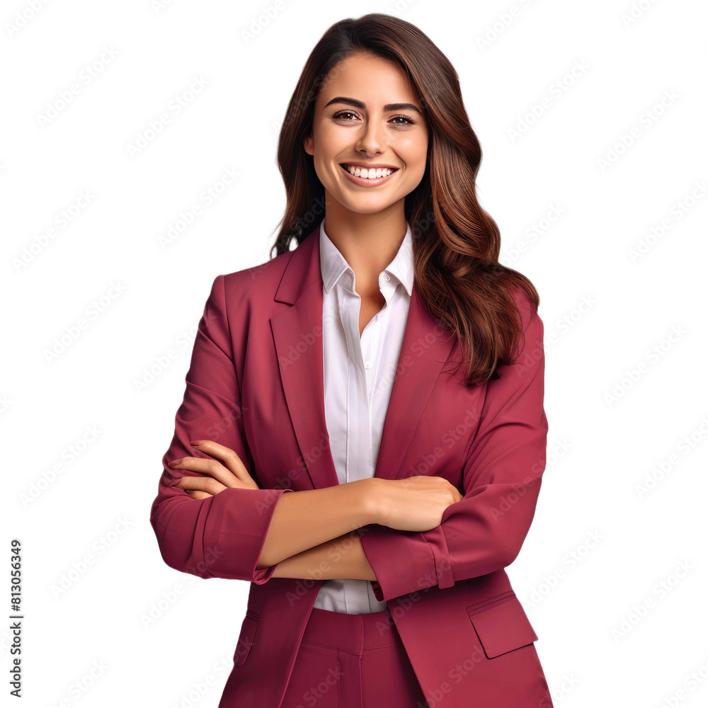 Confident business woman smiling with happiness isolated on a transparent background Confident business woman smiling with happiness isolated on a transparent background