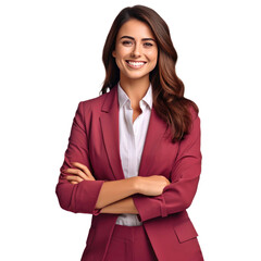 Confident business woman smiling with happiness isolated on a transparent background