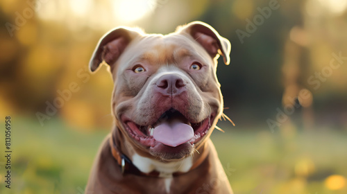 Portrait Happy smiling american bully dog dog, American bully dog photo