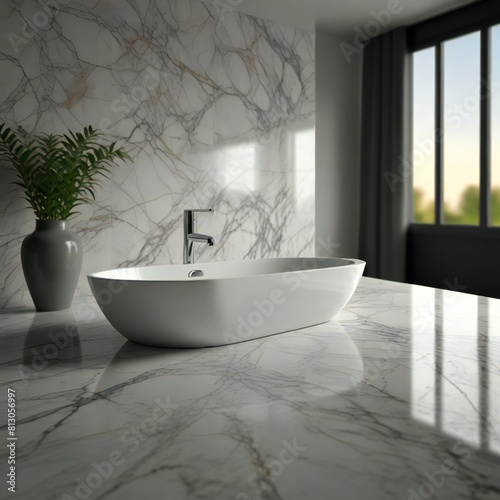 modern bathroom interior with bathtub