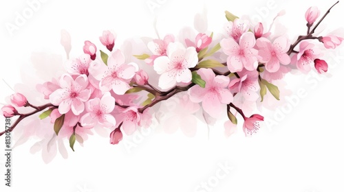 Cherry blossom  sakura flowers isolated on white background