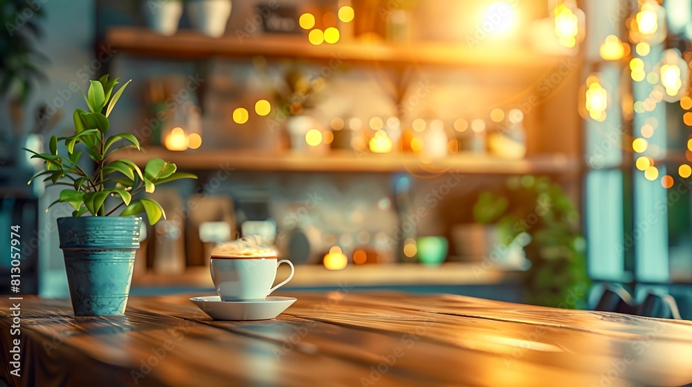 A cup of coffee on a table in a restaurant A cup of coffee on a table in a restaurant
