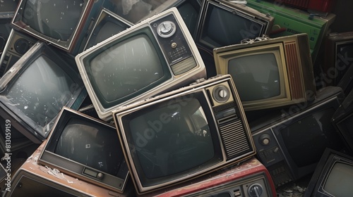 Vintage TV set collection tracing media tech evolution.