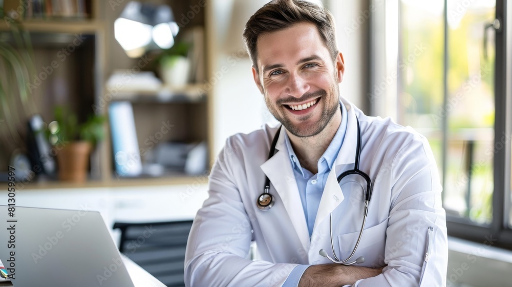 Fototapeta premium Smiling Doctor In Medical Office