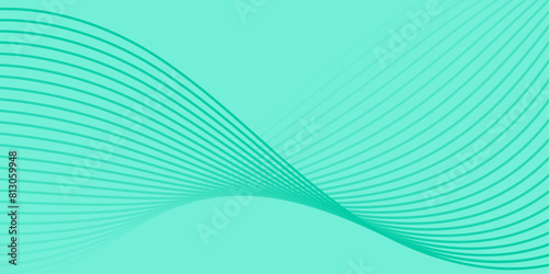 Abstract background with waves for banner. Medium banner size. Vector background with lines isolated. Element for design. Green gradient. Turquoise color. Summer, spring. Brochure, booklet
