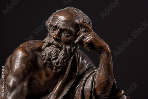 statue of Socrates from the Academy of Athens,Greek philosopher ,Thinker copper photo
