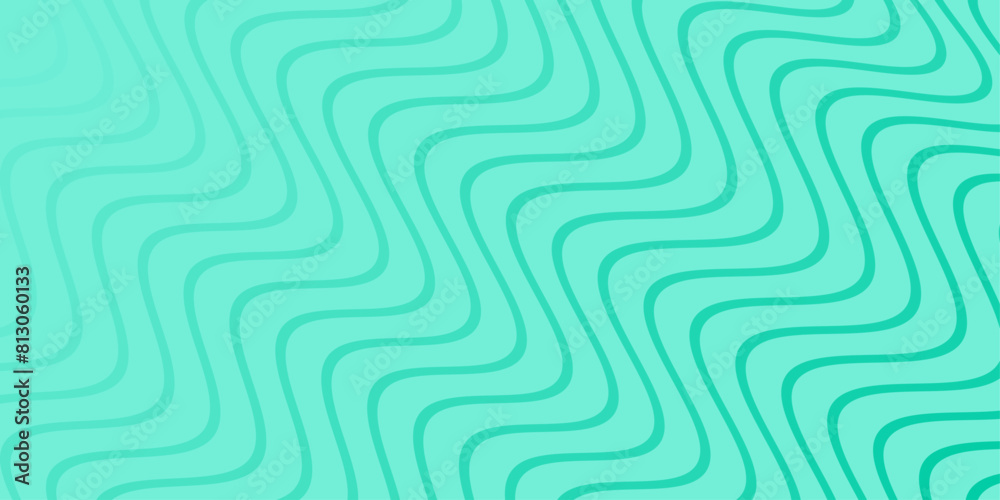 Abstract background with waves for banner. Medium banner size. Vector background with lines isolated. Element for design. Green gradient. Turquoise color. Summer, spring. Brochure, booklet