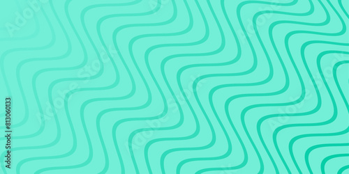 Abstract background with waves for banner. Medium banner size. Vector background with lines isolated. Element for design. Green gradient. Turquoise color. Summer, spring. Brochure, booklet