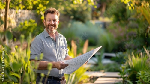 The picture of the architect designing garden for resident and filled with green plant, the architecture require skill like building regulation, project management and construction Knowledge. AIG43.