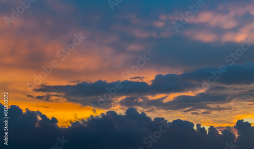 Colorful tropical sunset sky  natural panoramic background photo