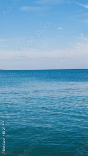 Landscape beautiful summer season vertical horizon look view tropical shore open sea cloud clean and blue sky background calm nature ocean wave water nobody travel at  thailand chonburi sun day time photo
