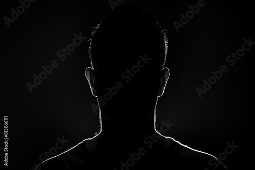 Silhouette of a man, dark background | highlighting the outline of his head and shoulders