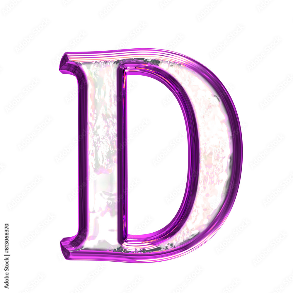 Ice symbol in a purple frame. letter d Ice symbol in a purple frame. letter d