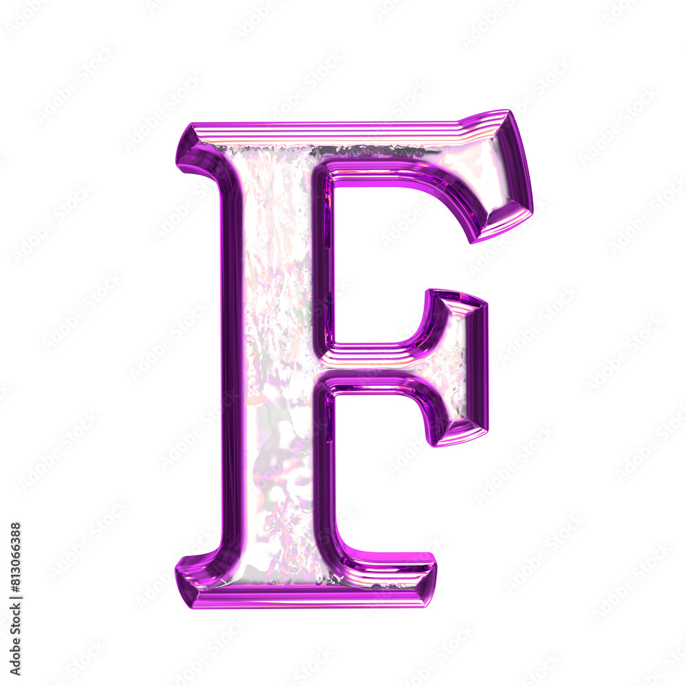 Ice symbol in a purple frame. letter f Ice symbol in a purple frame. letter f